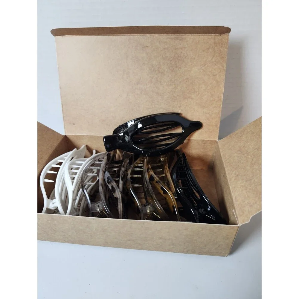 Lot Of 8 Flat Hair Claw Clips